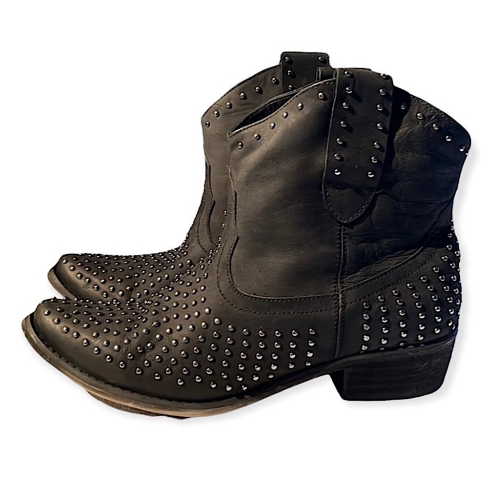 Schutz Studded Western Ankle Boots